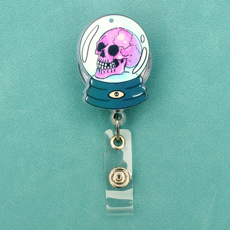 Cartoon Skull Jack Boy Style Badge Reel Retractable Card Holder Nurse Exhibition Enfermera Name Card Accessories