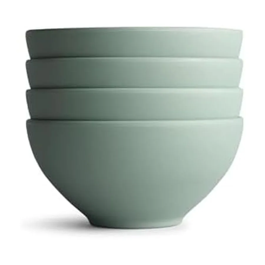 

Outdoor Set of 4 Unbreakable Lightweight Small Bowls Plant Derived Palm Green