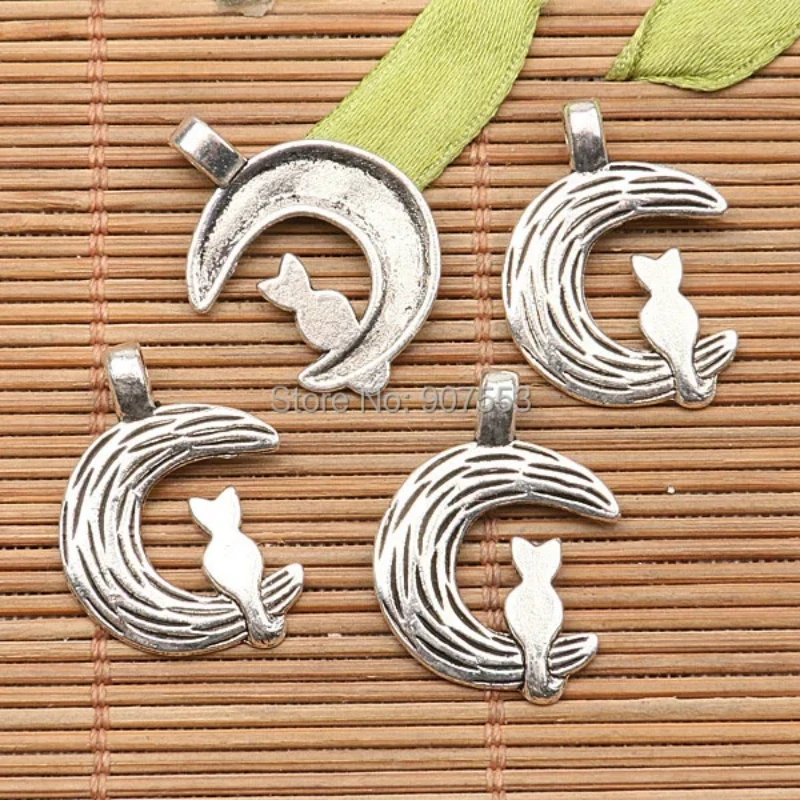 10Pcs 19mm Tibetan Silver Tone Night Owl Moon Design Charms H1311 Charms for Jewelry Making