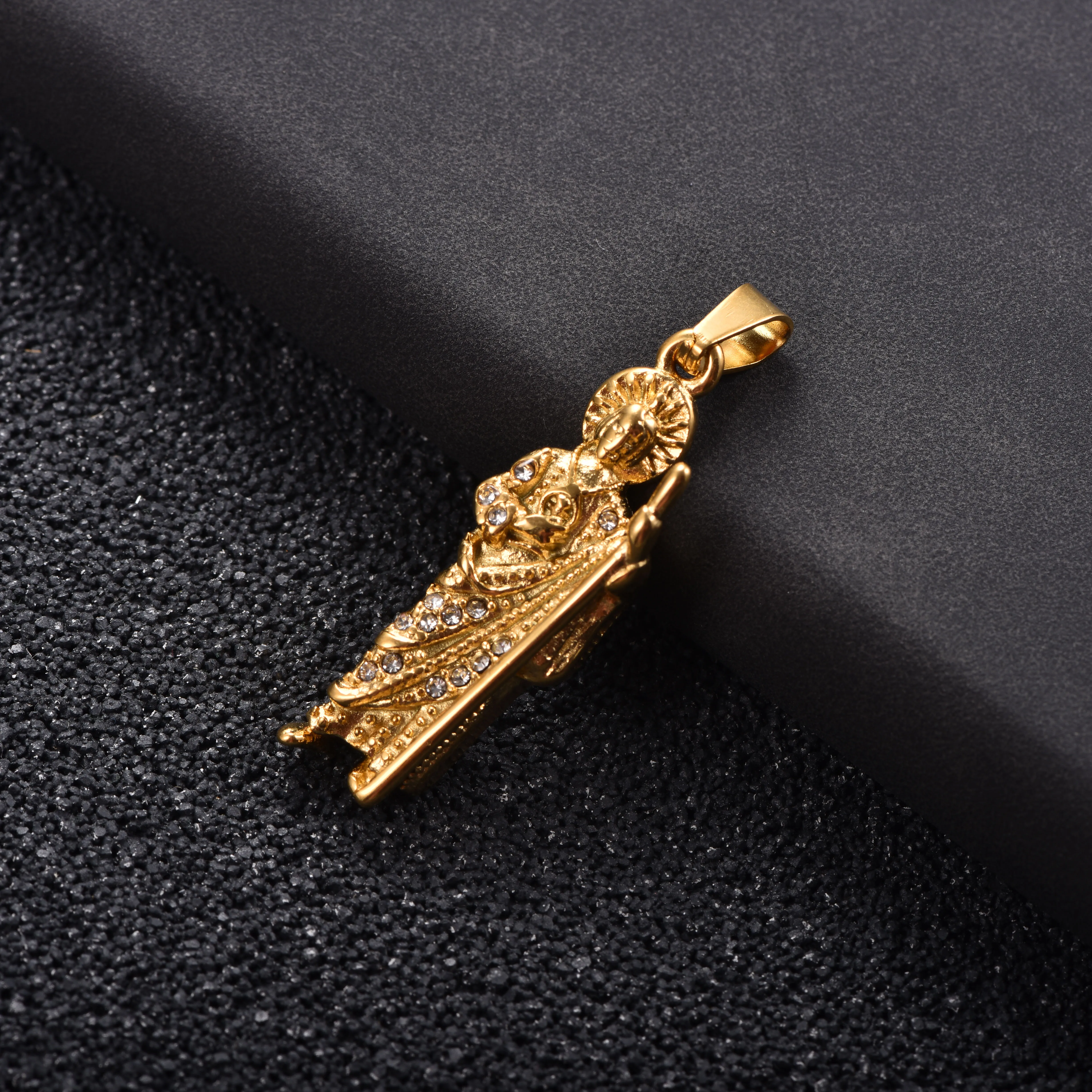 Religiöser Anhänger Santa Muerte Heiliger Judas Jungfrau Maria Jesus Charm Hip-Hop Katholisches Amulett Halskette Anhänger für Männer Glaubensschmuck – Detail 4
