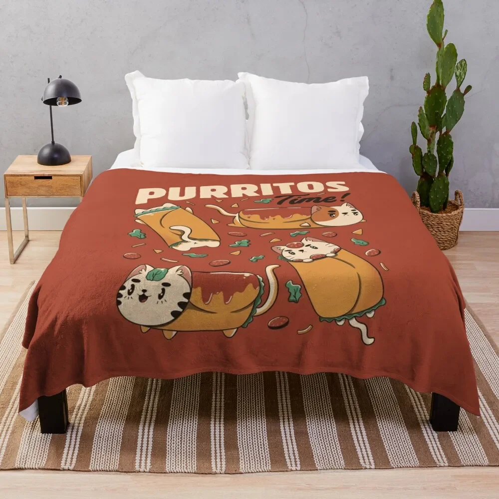 

Purritos Time Burrito Cat Funny Mexican Food by Tobe Fonseca Throw Blanket Fluffy Softs Plaid on the sofa Blankets