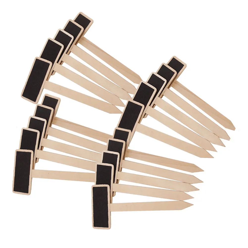 20Pcs Mini Wooden Chalkboard Signs Blackboard Tags for Plants Garden Decoration DIY Memo Price Tags Mini Chalkboard