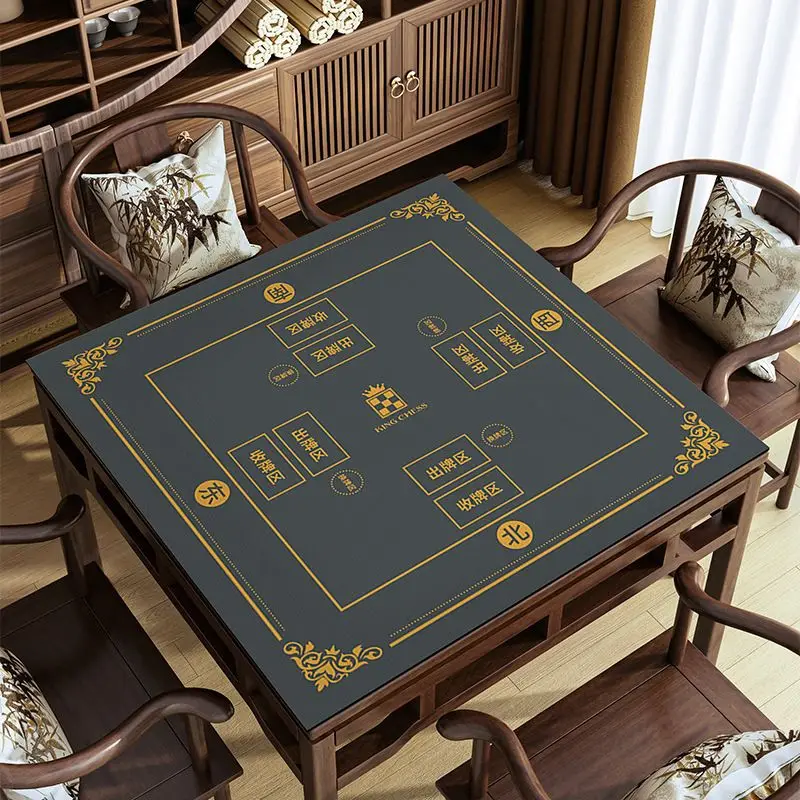 Square Chess And Card Table Mat With Gold Printing, Anti Slip And Noise Reducing Desktop Mat, Portable Desktop Decoration