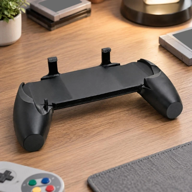Controller-Style Grip for 1000 Handheld Gaming Devices, Featuring Textured Handle Surfaces, Contoured Edges, and Shaped D2RC