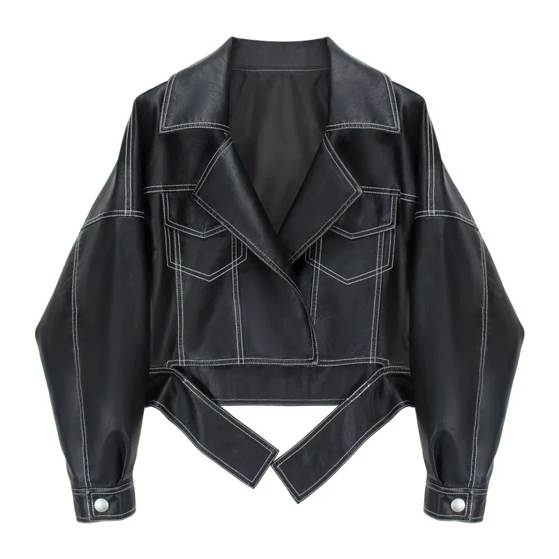 

Женская модная куртка из искусственной кожи, роскошная верхняя одежда в стиле Y2K, новые пальто и куртки, женская куртка оверсайз, весна-осень