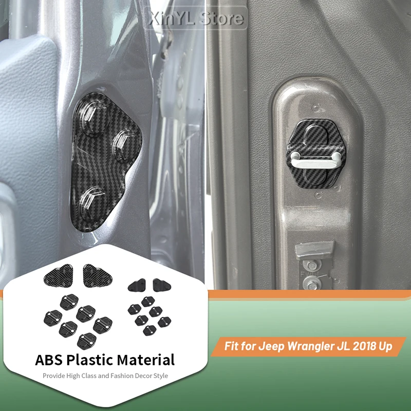 

8Pcs Car Door Lock Screw Protector Cover Trim Kit Lock Latch Protect Cover for Jeep Wrangler JL 18 Up Interior Accessories
