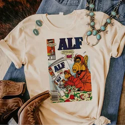 Alf top para mujer, camiseta estampada japonesa Y2K, ropa de cómic divertida de diseñador para mujer