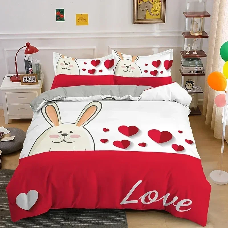 3D Printed Couple Bedding Set I Love You Crown Duvet Cover Double Twin Full Queen King Adult Kids Bedclothes Quilt Cover