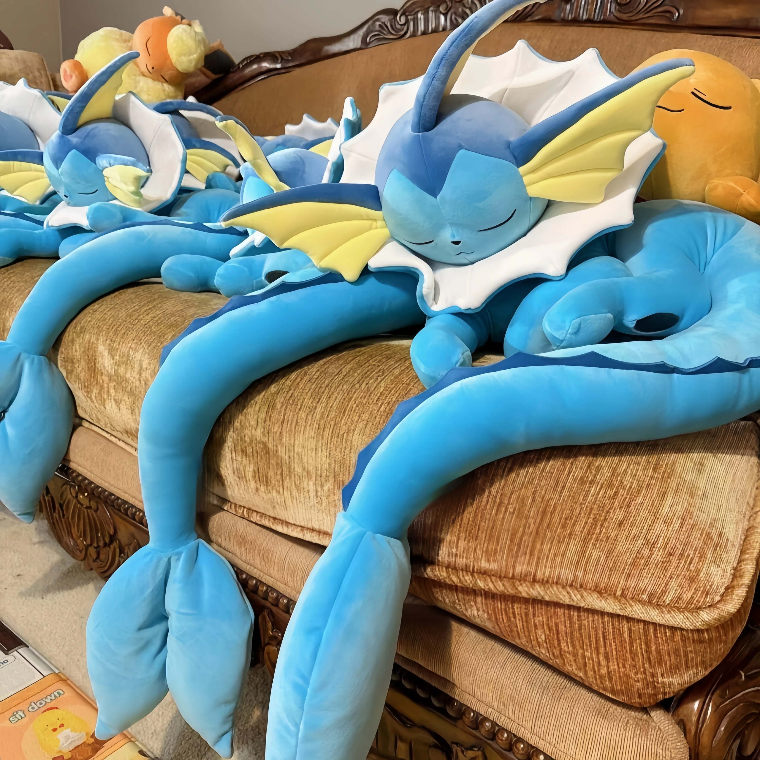Big Size Sleeping Vaporeon Plush Toy Pokemon   Pikachu Peluche Animal Eevee Family Evoli Sleep Doll Anime Stuffed Doll Boy Gift