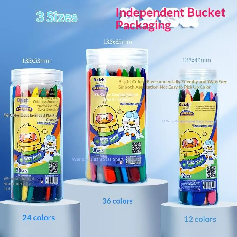 Oil Pastels Art Drawing Stationery Oil Painting Drawing Sticks Colored Crayons Dual Head Triangle Crayons 12-36 Colors Safe Kids