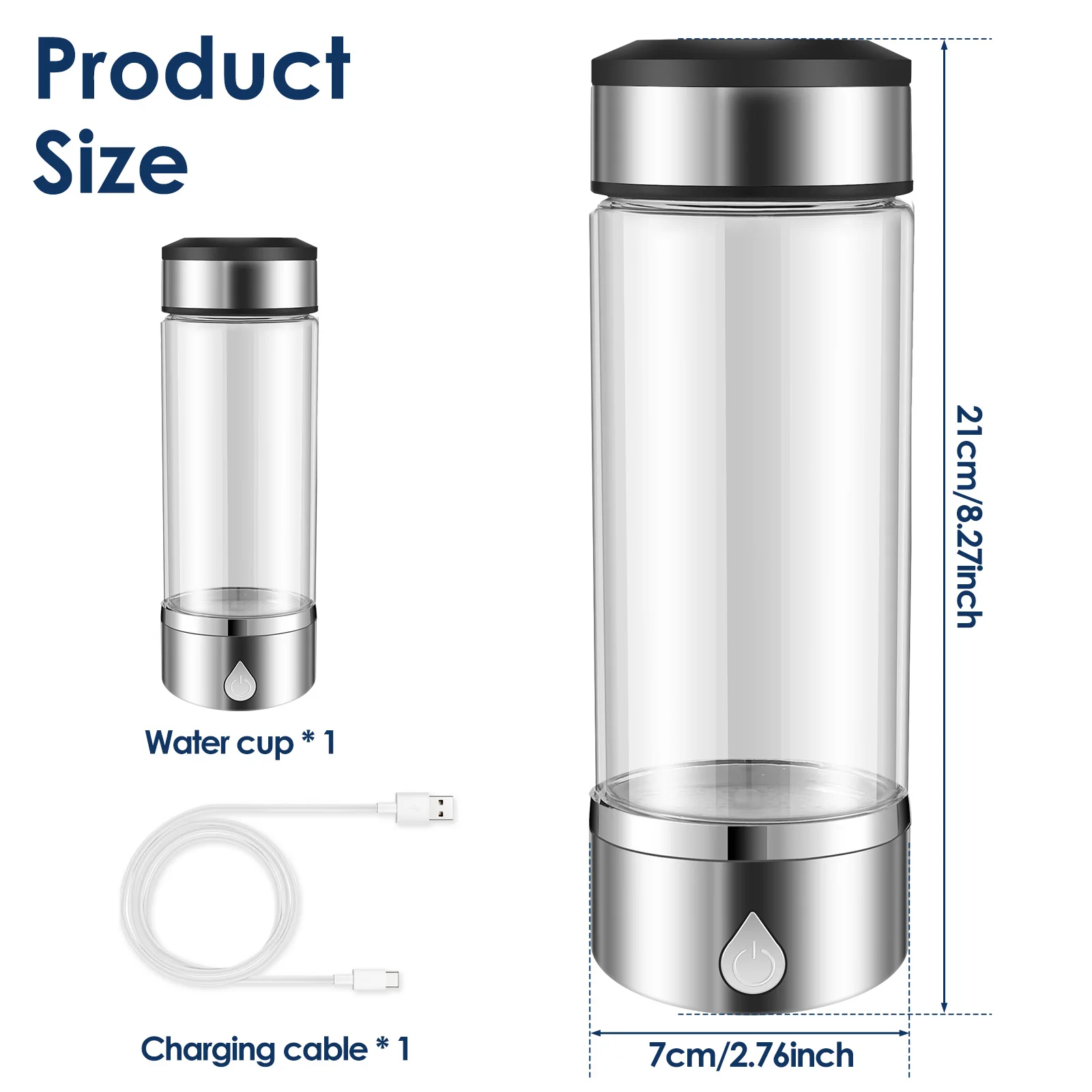 Hydrogen Water Bottles Generator 360ml Electric Hydrogen Water Generator Bottle Water Ionizer Cup Hydrogen Water Maker Bottle