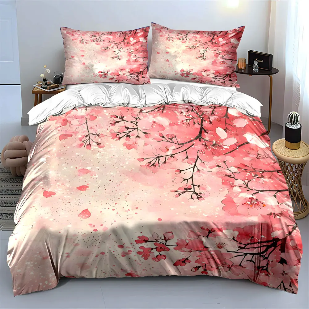 Cherry Blossom Three-Piece Set Multiple sizes kid's and adults' bedroom Exquisite 3PC bedding set, gift
