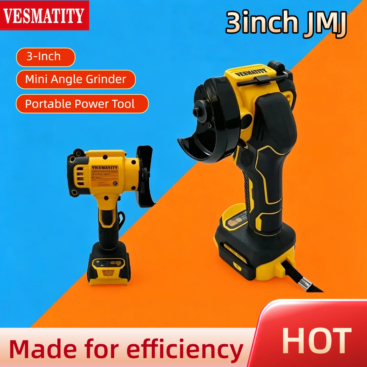 VESMATITY Mini Angle Grinder 3 Inch Cordless Polishing Cutting Machine Bare Tool for DeWALT 18V 20V Battery Power Tools Core