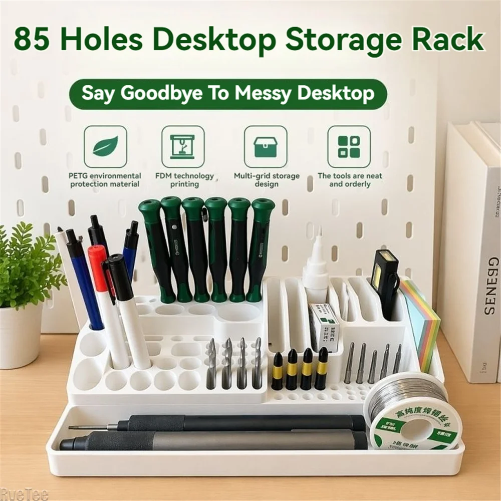 85 Holes 3D-printed Desktop Storage Rack Trays for Gundam Model Making Diy Crafts Electric Screwdriver Paintbrush Pen Tools