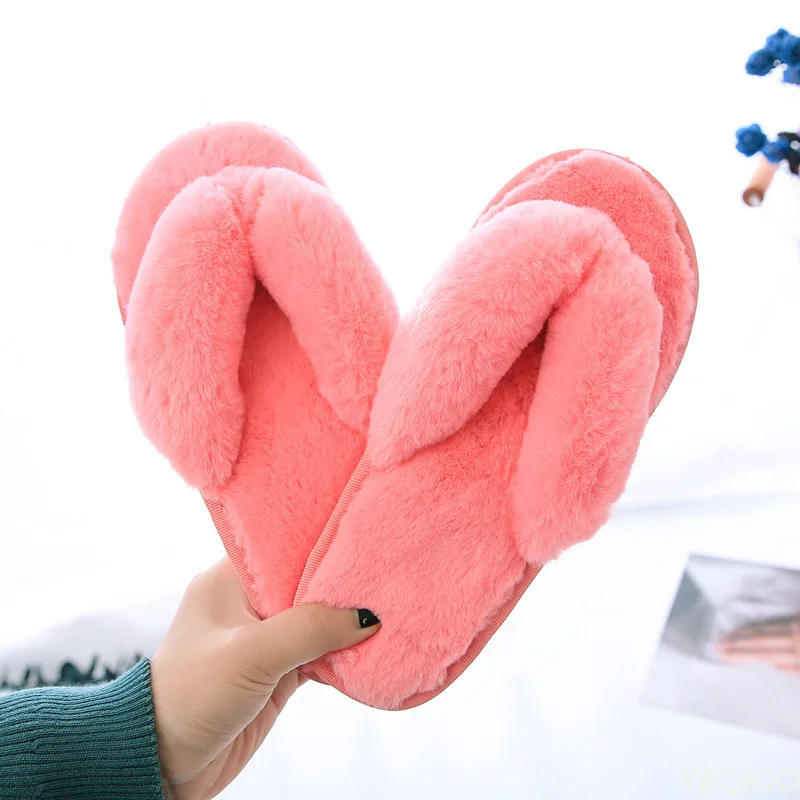 Slides Women 2022 Winter Female Flip Flop Fashion Plus Size Soft Furry Slippers Women Non Slip Indoor Floor Slides Zapatos Mujer