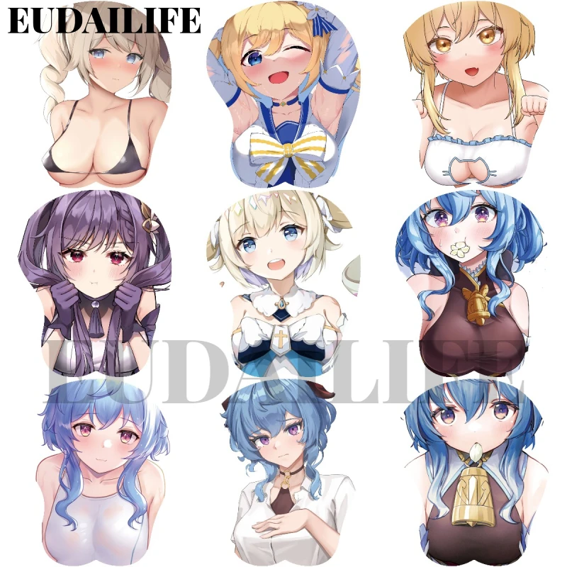 Noelle Barbara Ganyu Lunime Genshin Impact 3D Hand Wrist Rest Mouse Pad Mousepad Silicone Oppai Soft Mouse Mat Office Work Otaku