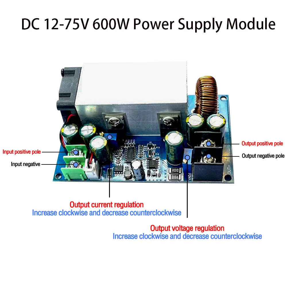 600W DC-DC Buck Module 12-75V to 2.5-60V CC CV Adjustable 25A Step-Down Power Supply Module Voltage Regulator Constant Current