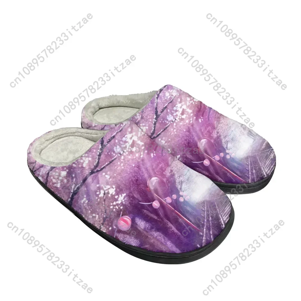 Hot Cartoon Sakura Fashion Cotton Custom Slippers Mens Womens Teenager Plush Casual Keep Warm Shoes Thermal Comfortable Slipper