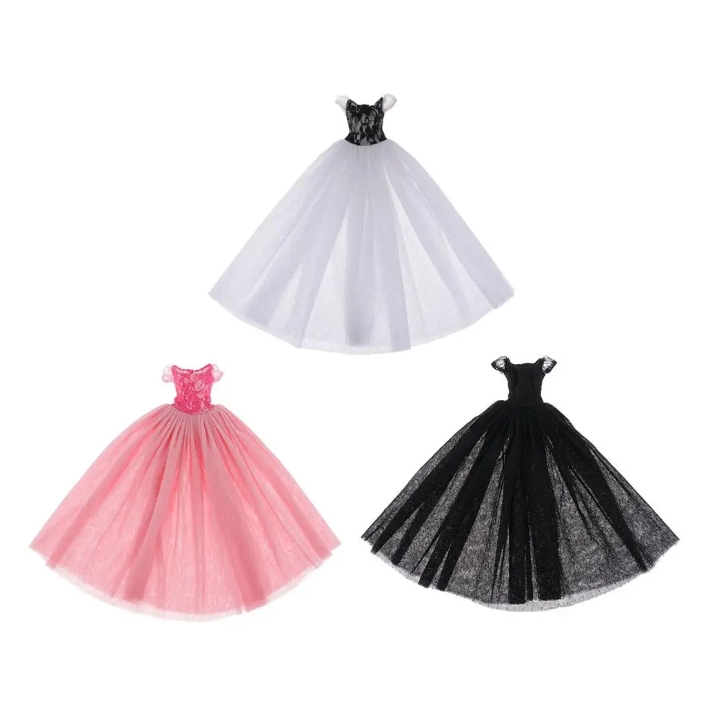 1/ Sleeve Princess Wedding Dress Evening Dress for Doll Changing