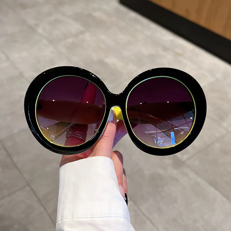

Vintage Big Round Sunglasses Women Brown Gradient Oversized Sun Glasses Female Fashion Luxury Brand Designer Shades