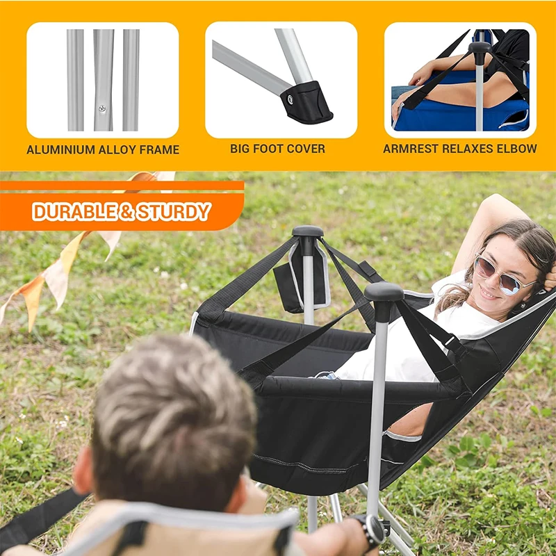 Chaise à bascule de camping en plein air, balançoire portable, chaise de lune pliante, chaise de plage pliable