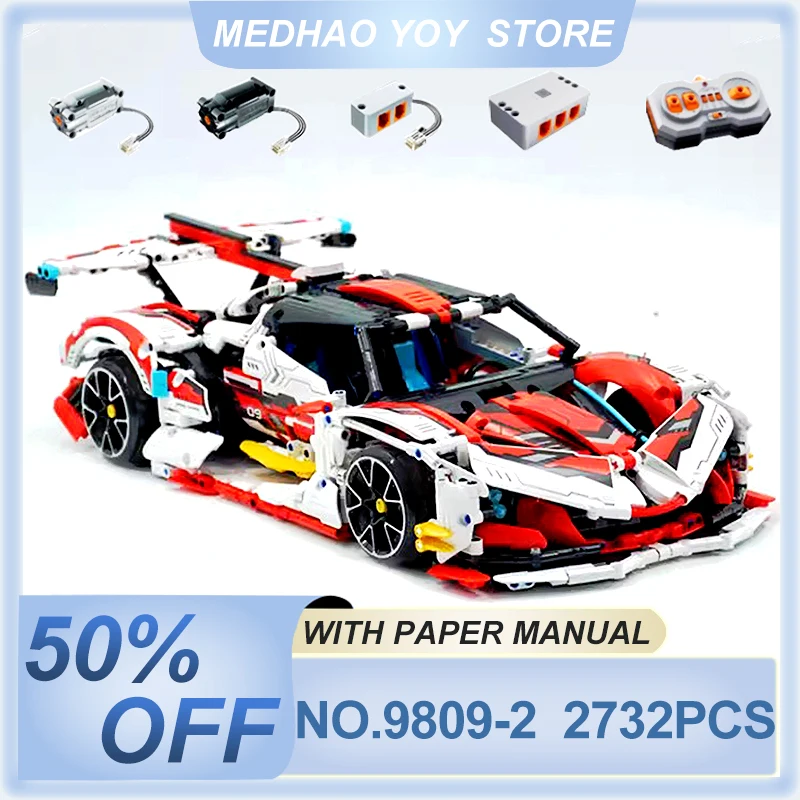 IM.MASTER 9809-2 MOC 1:10 Technical RC Drift Sports Car Building Blocks Bricks Puzzle Toy Christmas Birthday Gifts For Kids