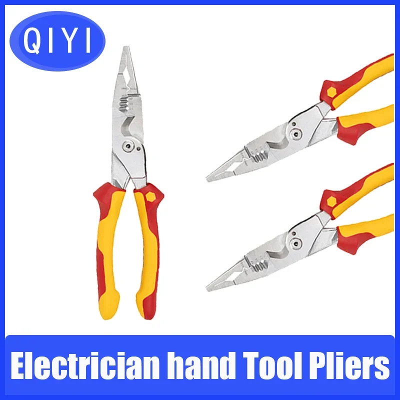 QIYI 8 in 1 Insulated Pliers 1000V VDE Snip Nose Wire Stripping plier Multifunctional Electrician hand Tool Pliers