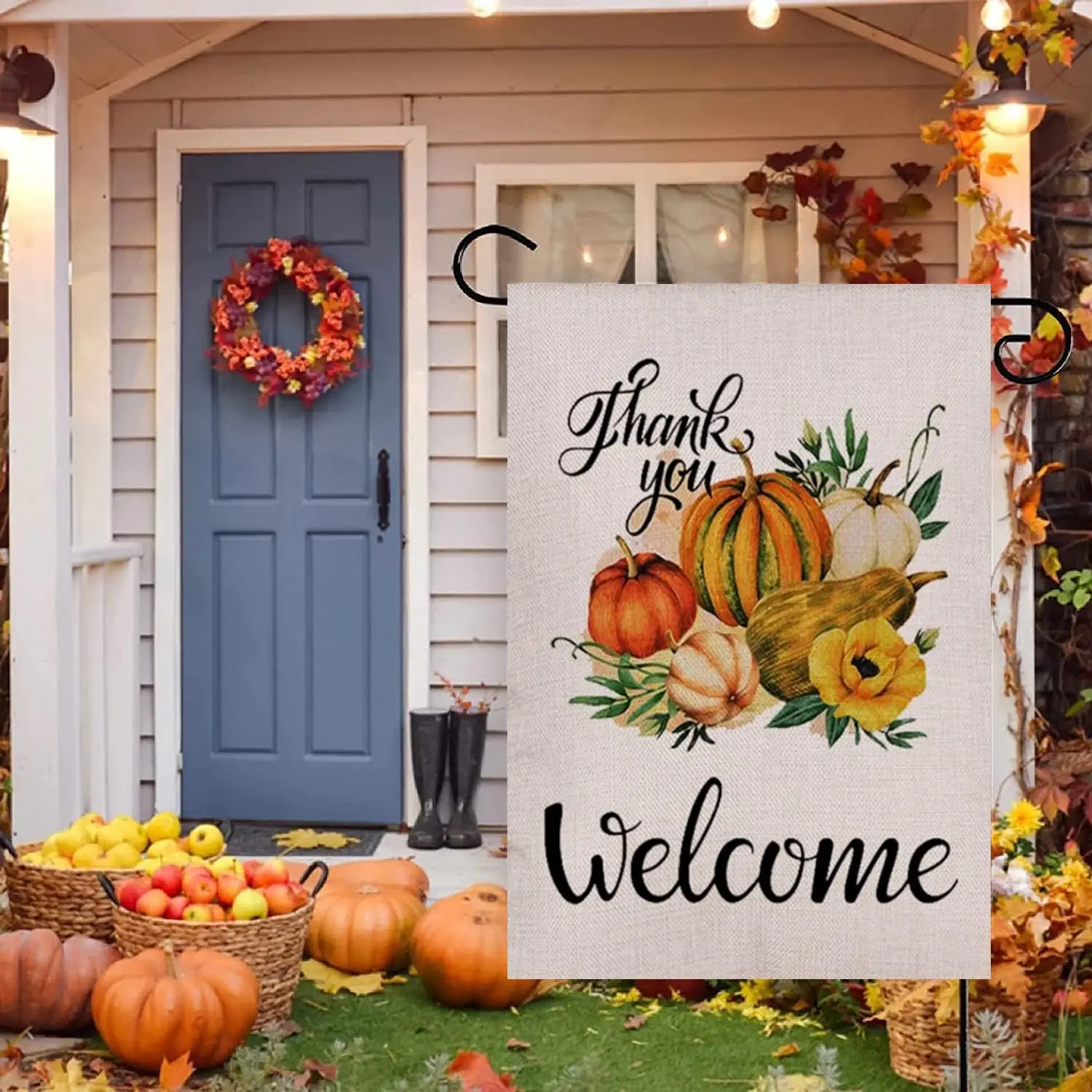 Fall Welcome Garden Flag Floral Thankgiving Double Sided Vertical Rustic Farmhouse Yard Seasonal Holiday Outdoor Decor 12×18 Inc