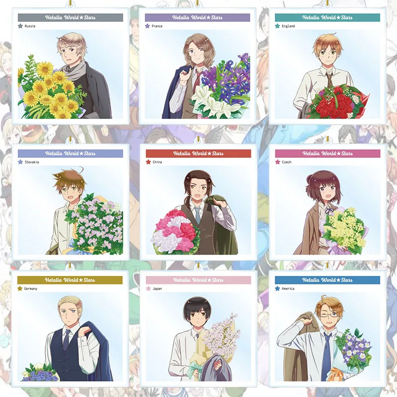 Hetalia: Axis Powers ANIME Youthful Vitality Sunshine Suit Style Acrylic Figure Keychain Bag Charms Backpack Pendant Friends