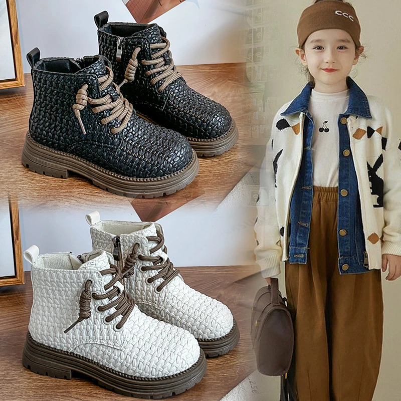 

Модные детские осенние ботинки, новые простые ботильоны для девочек, детские повседневные модные кожаные ботинки с круглым носком на толстой подошве