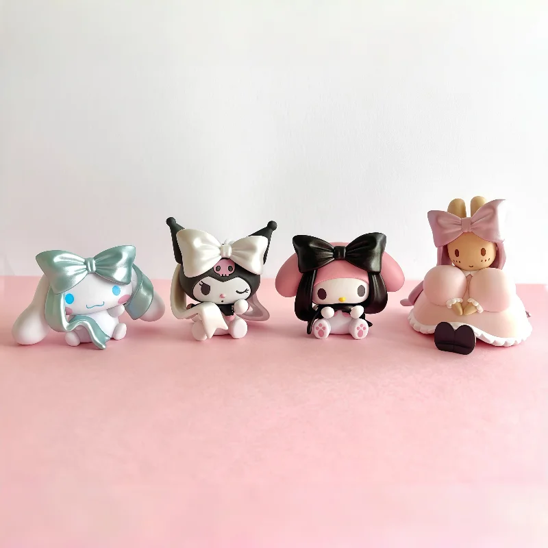 Oryginalny ​ Tomy Sanrio Postacie Figurki w Kształcie Kokardek Gashapon My Melody Kuromi Cinnamoroll Zestaw Mini Kolekcjonerskich Figur