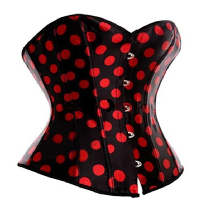 Fashion Women Sexy Polka Dot Underbust Corset Top Vintage Bone Satin Waist Bustier Shapewear Corsetto Carnival Party Clubwear