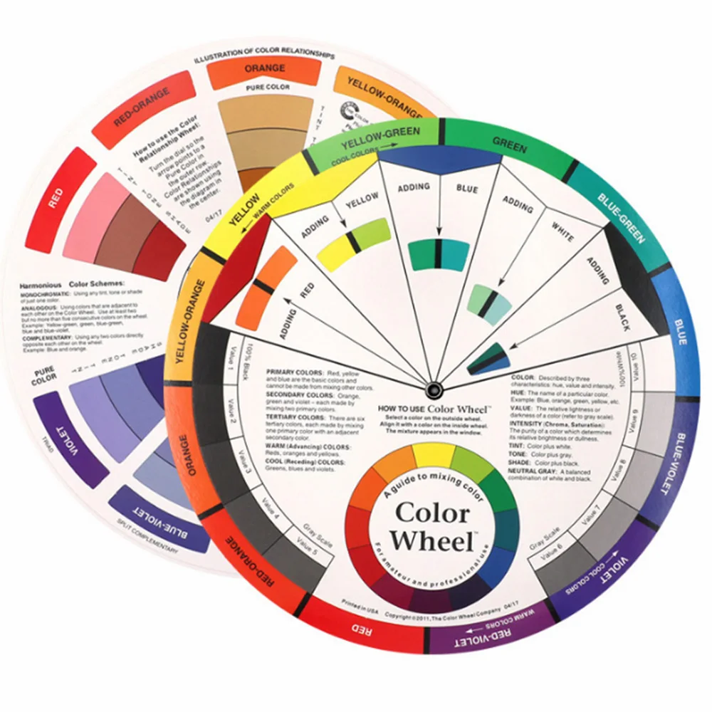 1/5/10Pieces 23cm Color Mixing Guides Wheel Paint Mixing Learning Guide Art Class Teaching Tool for Eyebrow Tattoos Nails Makeup