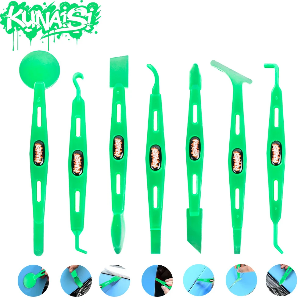 7pcs Magnetic Car Vinyl Film Edge Tool Set Car Stereo Gap Cleaning with 7 Different Shapes for Window Film Adhesion Installation
