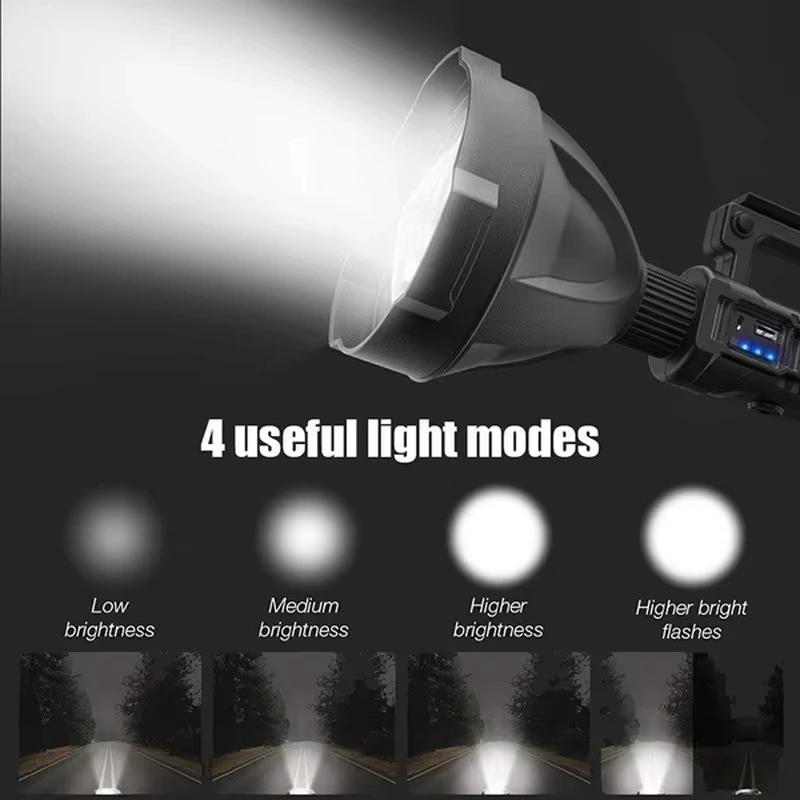 NEW P90 Portable Powerful LED Flashlight Handheld Searchlight USB Rechargeable Spotlight Waterproof Torch Work Light Outdoor