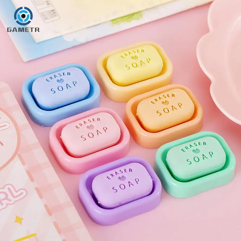 1pc Cute Soap Erasers Student Stationery Girls Candy Color Rubber Cute School Supplies Mini Pencil Eraser Teacher Gift