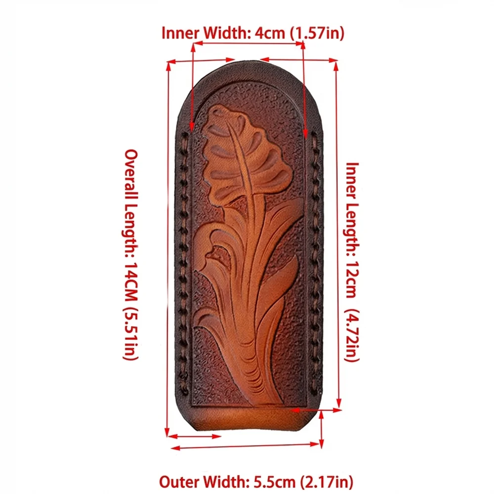 Top Grain Hand‑Carved Real Leather Knife Sheath Portable Protective Pouch for Small Folding Knives view 6