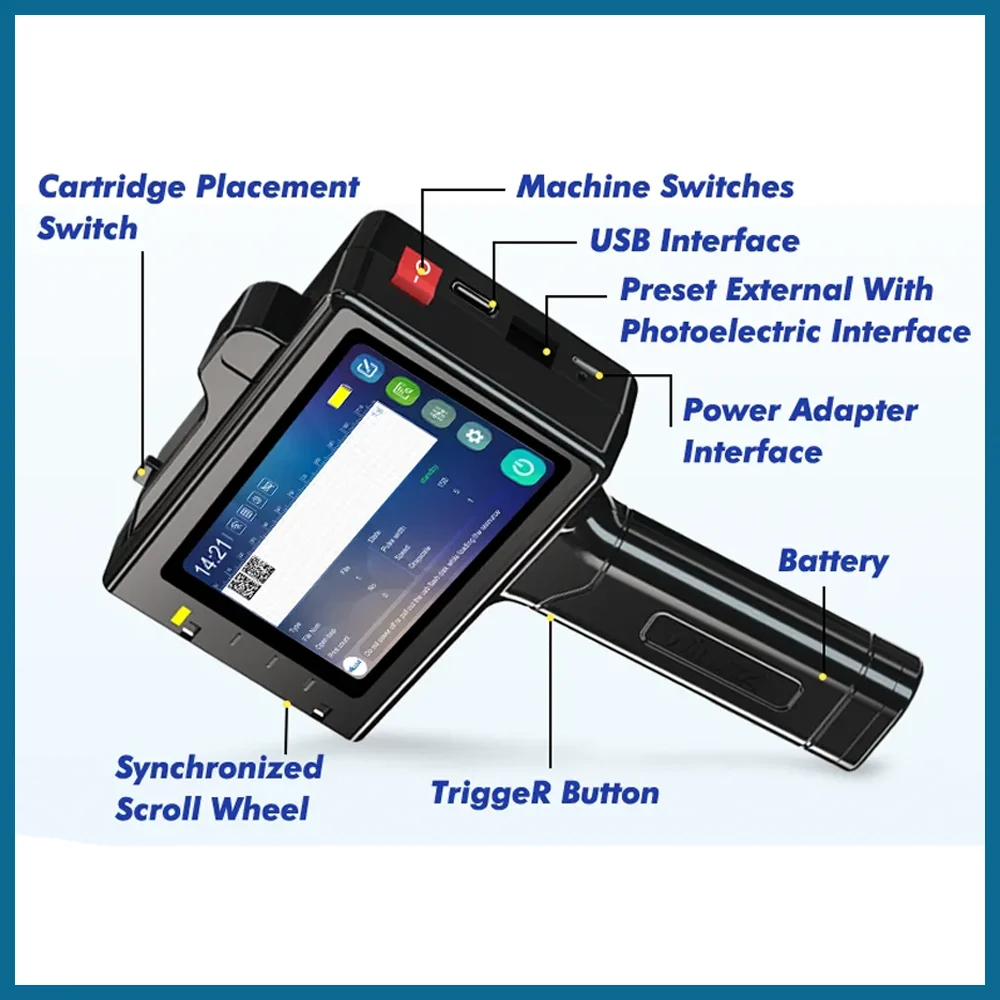 Willita Portable Handheld Inkjet Printer Gun Production Date Barcode Expiry Code Machine Batch Number QR Permanent Quick Drying