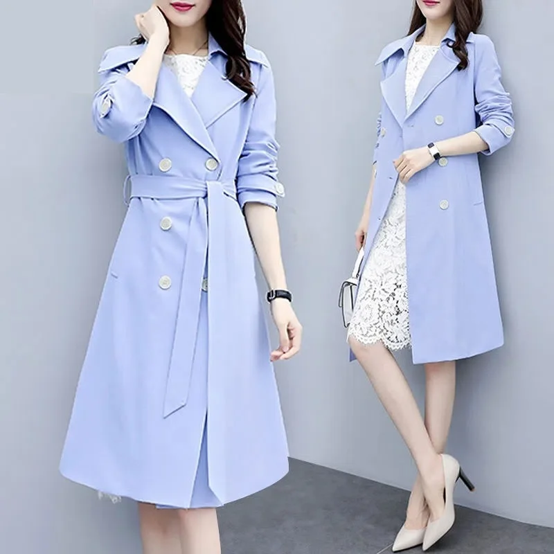 2026 New Casual Thin Trench Coat Women Outwear Mid Long Slim Windproof Coat Spring Female Windbreaker Coat Gabardina Mujer M-3XL