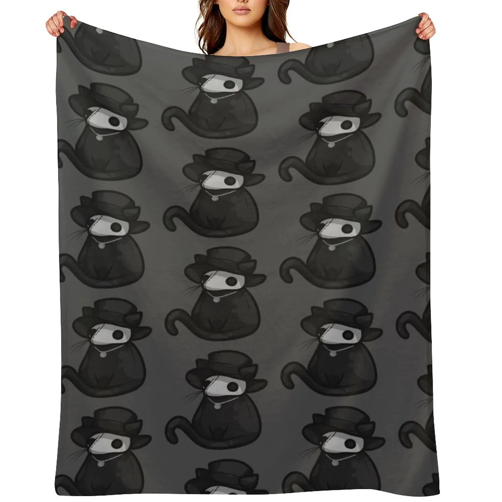 

Plague Doctor Kitty Throw Blanket Cute Softest Comforter for babies Blankets
