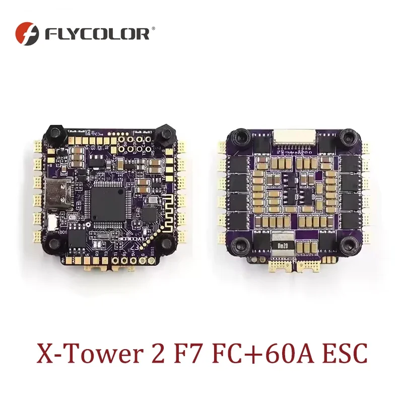 AvaCoreFlycolor X-TOWER 2 F7 60A 4-in-1 ESC Stack Bluetooth LED Flight Control Tower 3-6S BLHeli-32 For FPV Drone Airplane