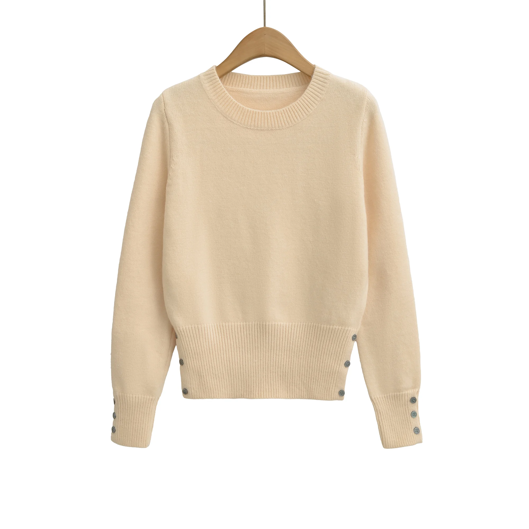 5 ألوان موضة جديدة يا طوق متماسكة سترة للنساء زر الضلع تنحنح عالية الخصر كم طويل البلوز البلوز ربيع الخريف تريكو