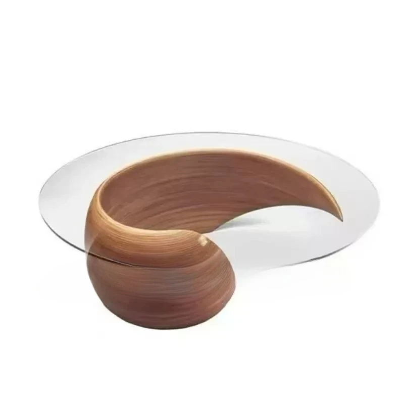 Modern living room round coffee table light luxury tempered glass coffee table creative personalized tea table