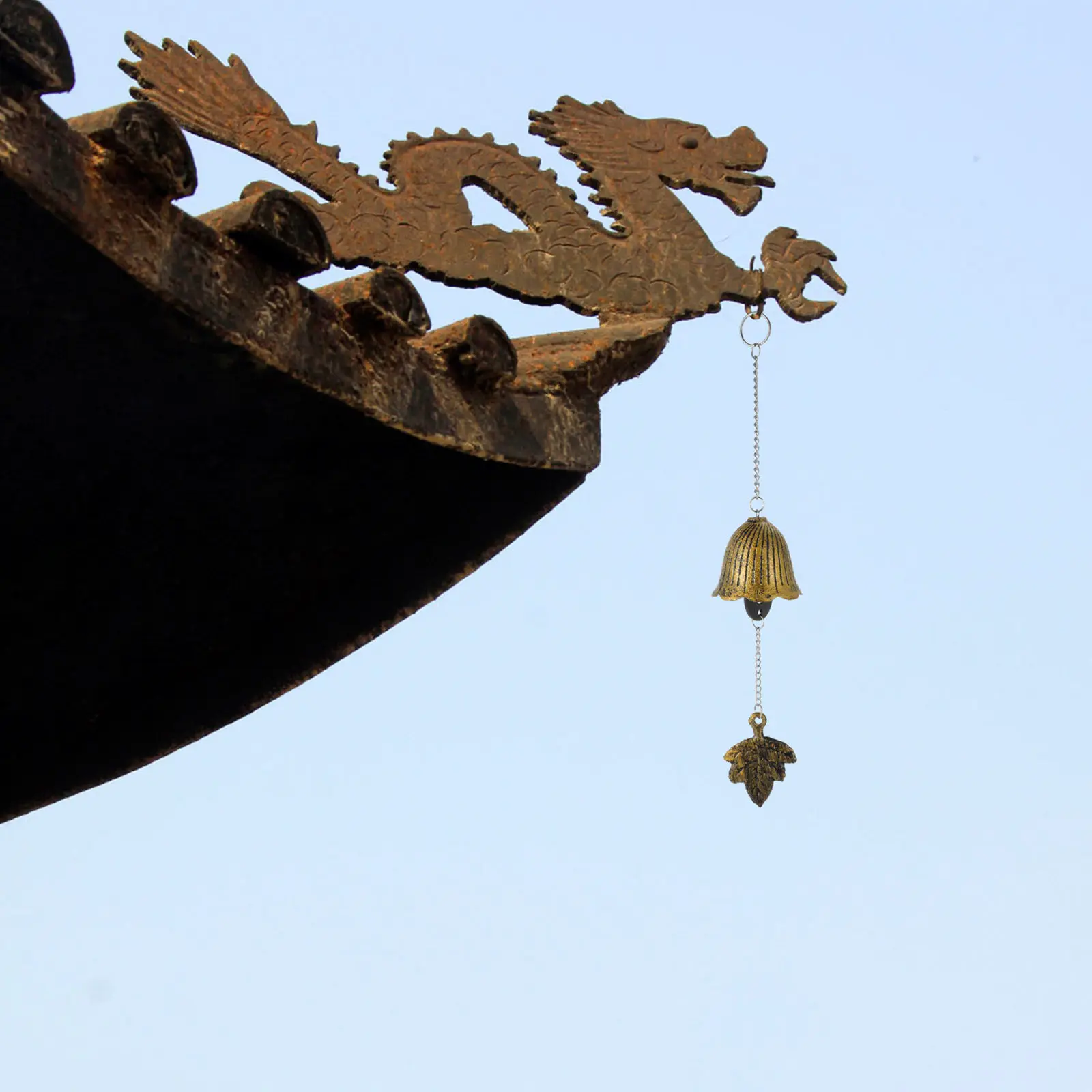 2Pcs Japanese Wind Chime Cast Iron Vintage Bronze Maple Leaf Bell Outdoor Garden Patio Decorative Relaxing Tone