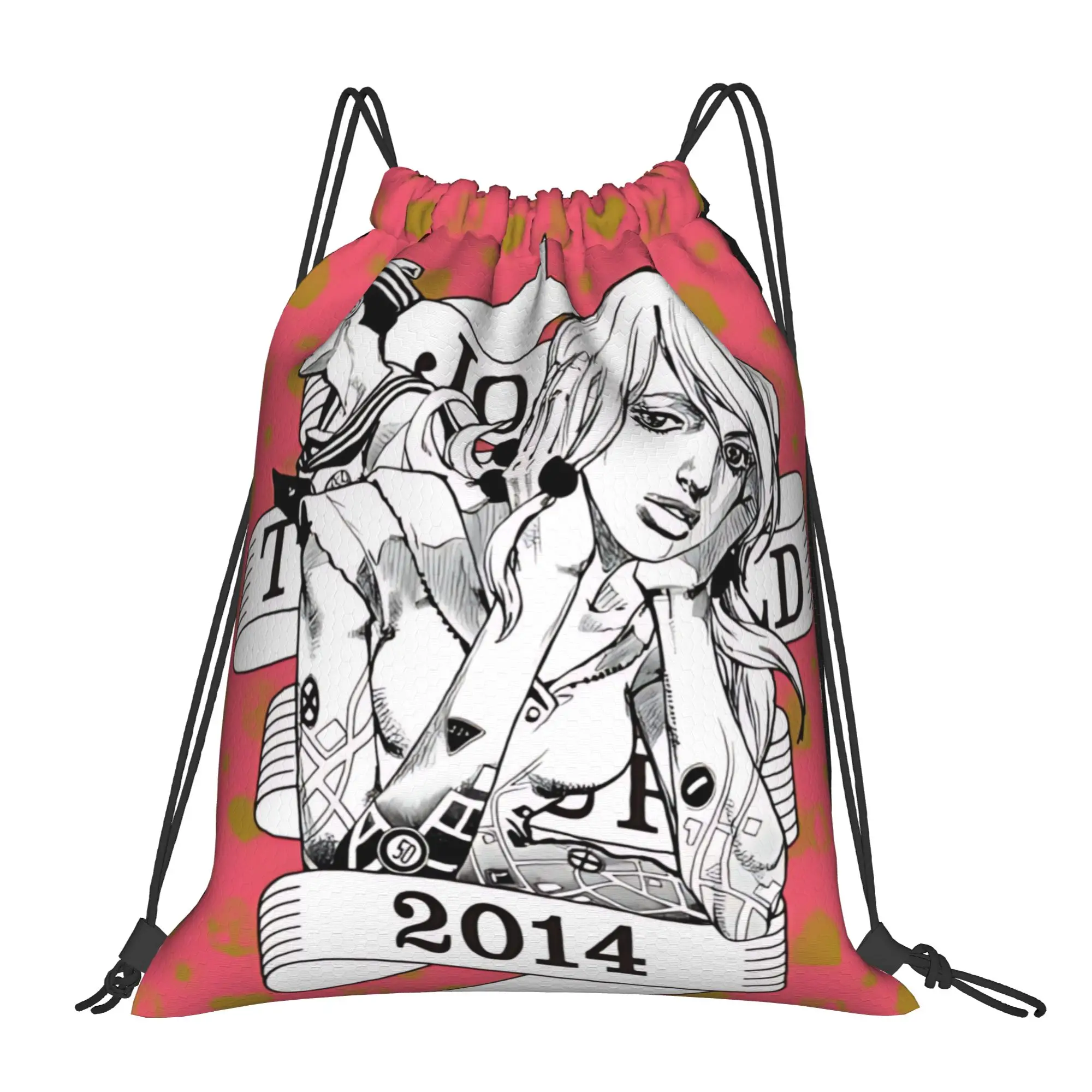 For travel Pouch Jojo's Bizarre Adventure World  Kawaii Drawstring Bags Gym Shoe Clothes Storage Teen Portable Rucksack