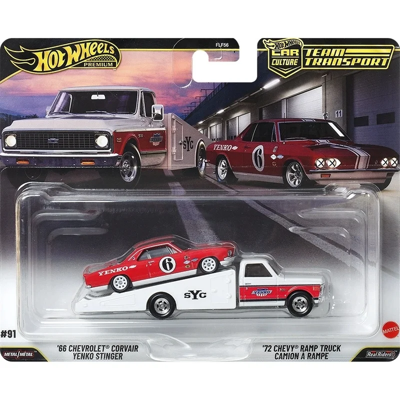 Trasporto di squadra Hot Wheels Premium Car Culture 2026 # 91 '66 Chevrolet Yenko Chevy Ramp Truck 1:64 Auto pressofusa in lega da collezione