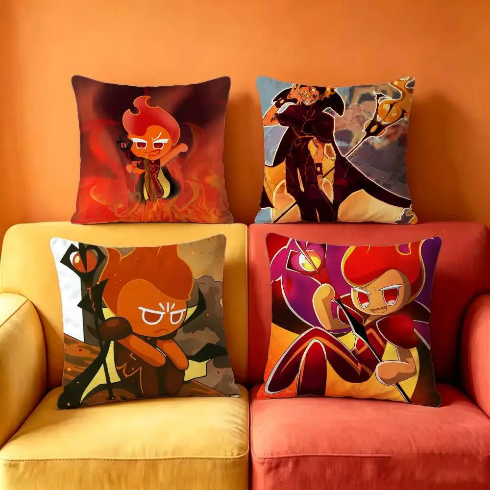 Cookie Run Fire Spirit Square Double-Sided printed Pillow Case Bedroom Bedside Pillow Sofa Cushion Cover