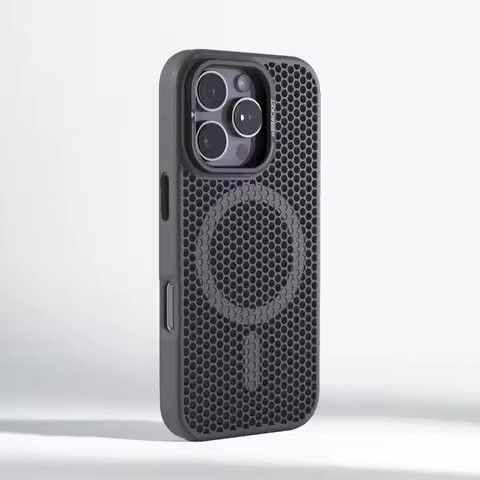 Invisible Lens Holder Honeycomb Grid Mesh Cooling Case For iPhone 17 16 Pro Max 15 14 13 12 Pro Magnetic Wireless Charging Cover