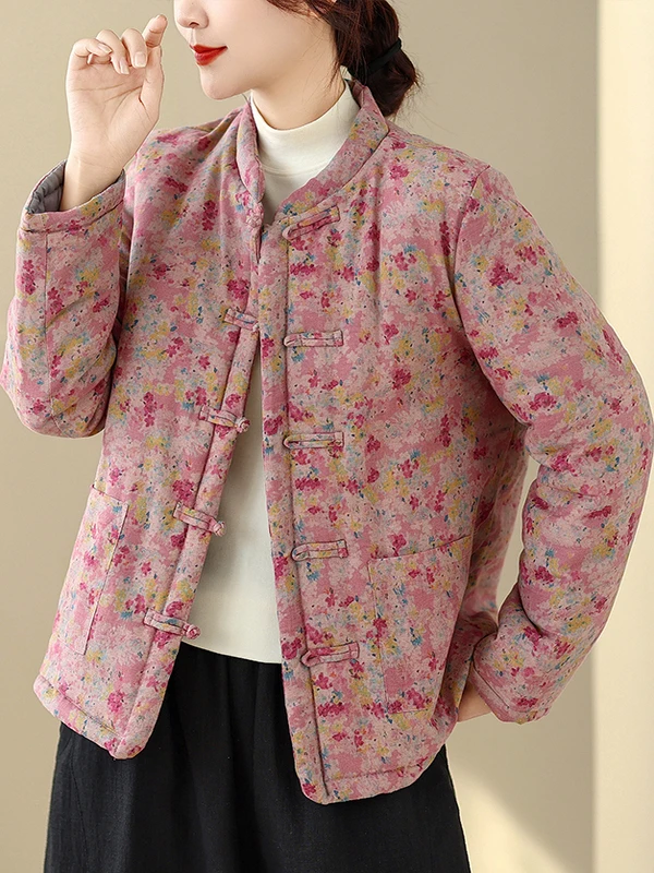 

Thiened Cotton Jaet Retro Sle Straight Cut Long Sve round Ne Зимнее пальто Zen Хлопково-льняная верхняя одежда Ele Women'...