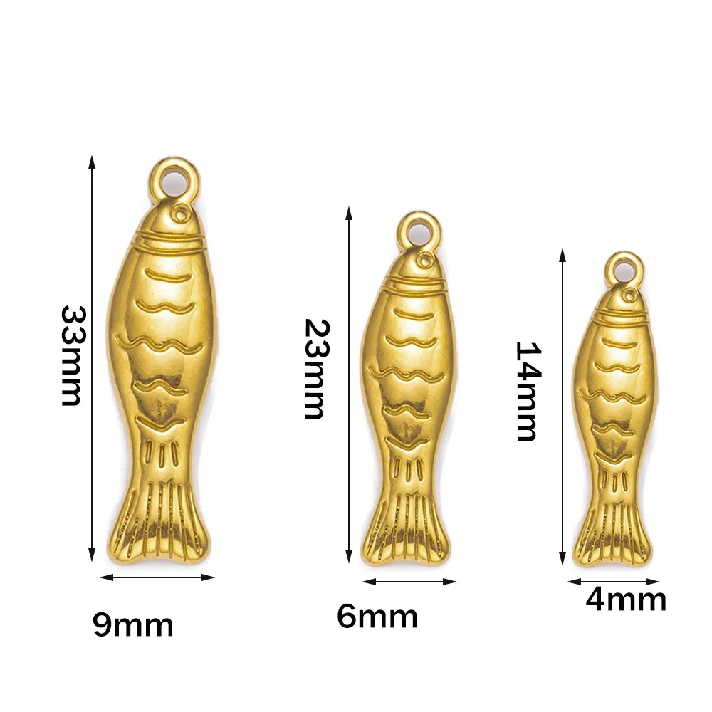 5Pcs Stainless Steel 18K Gold Fish Charms Pendant For DIY Necklace Bracelet Earrings Summer Jewelry Making Supplies Findings view 6